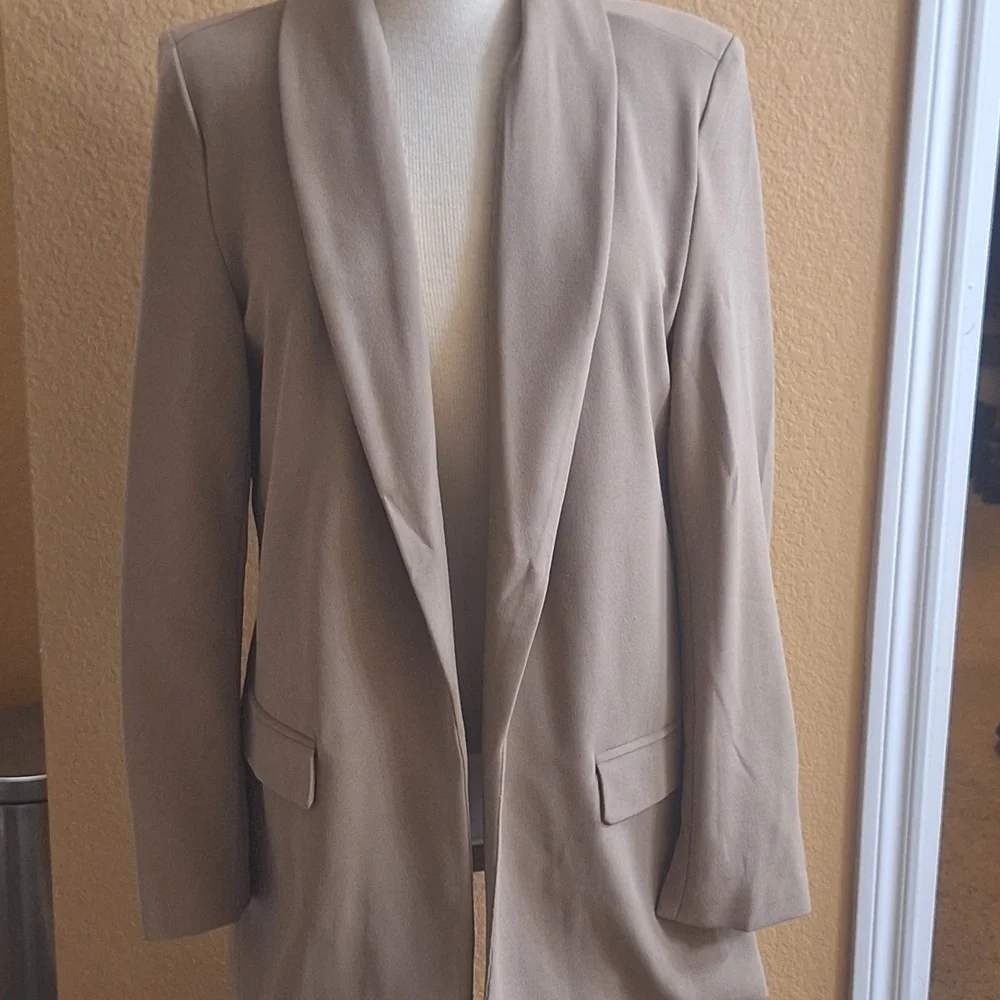 Women’s Taupe Open-Front Blazer Jacket - Picture 1 of 2